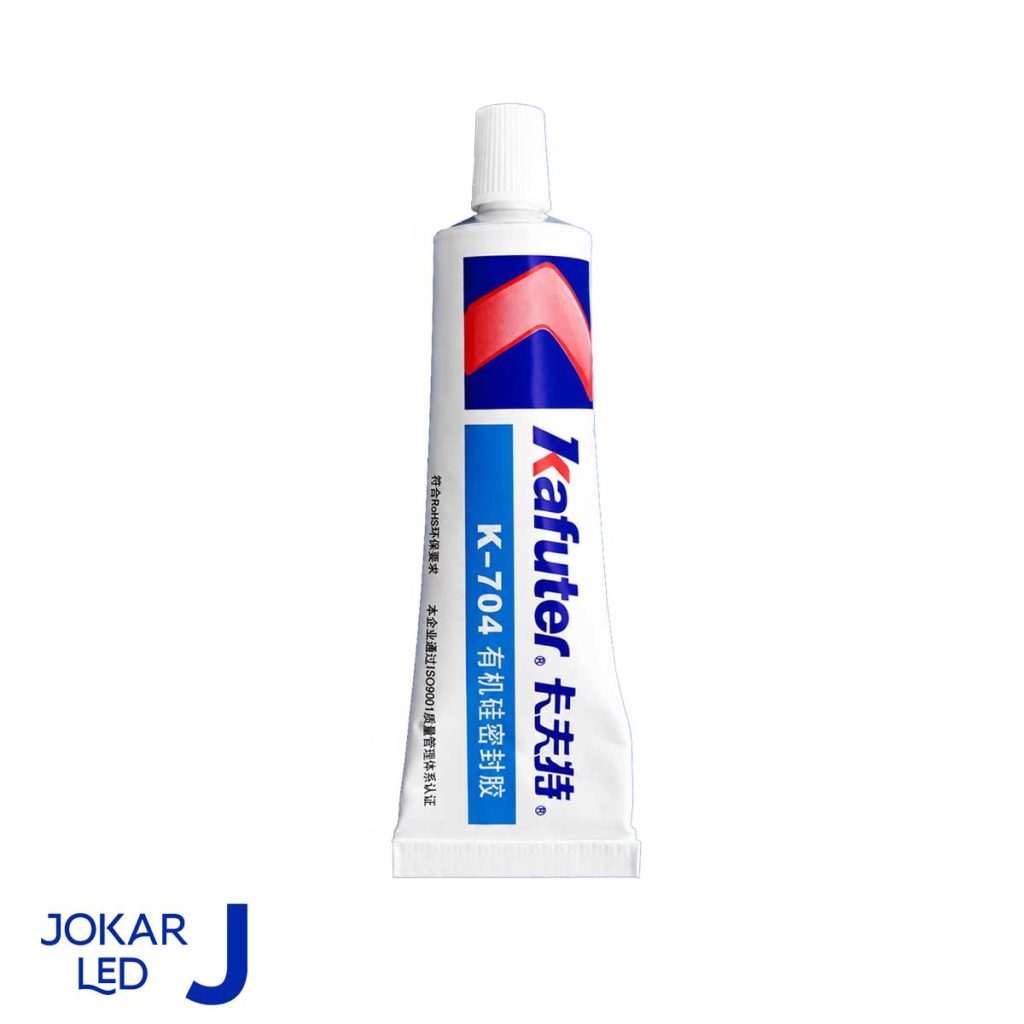 چسب سیلیکون Kafuter K-704 وزن 45 گرم مناسب اتصال حباب لامپ و عایق‌کاری
